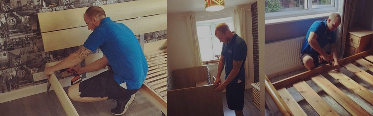 Crown Removals team dismantling office desks during a commercial removal Crown Removals team dismantling office desks during a commercial removal