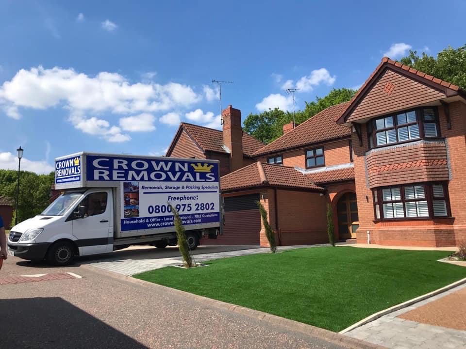 Crown Removals van outside a detached family home in Cheshire Crown Removals van outside a detached family home in Cheshire