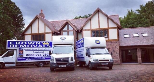 Crown Removals vans ready for a piano removal in Warrington